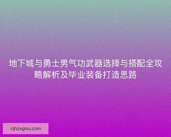 地下城与勇士男气功武器选择与搭配全攻略解析及毕业装备打造思路