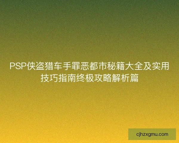 PSP侠盗猎车手罪恶都市秘籍大全及实用技巧指南终极攻略解析篇